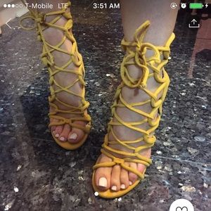 Mustard Strappy heels